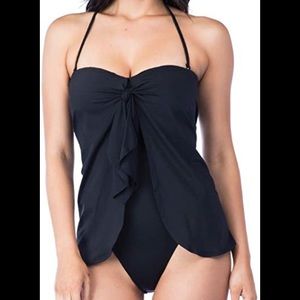 NWT Chaps 1 piece very flattering flyaway swimsuit